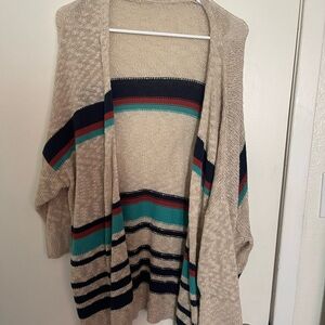 Striped Beige Cardigan Sweater